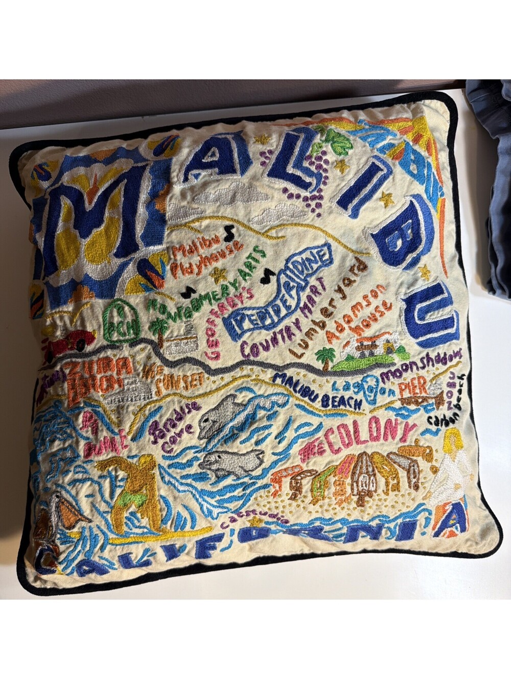 Catstudio MALIBU hand embroidered 100% organic cotton pillow